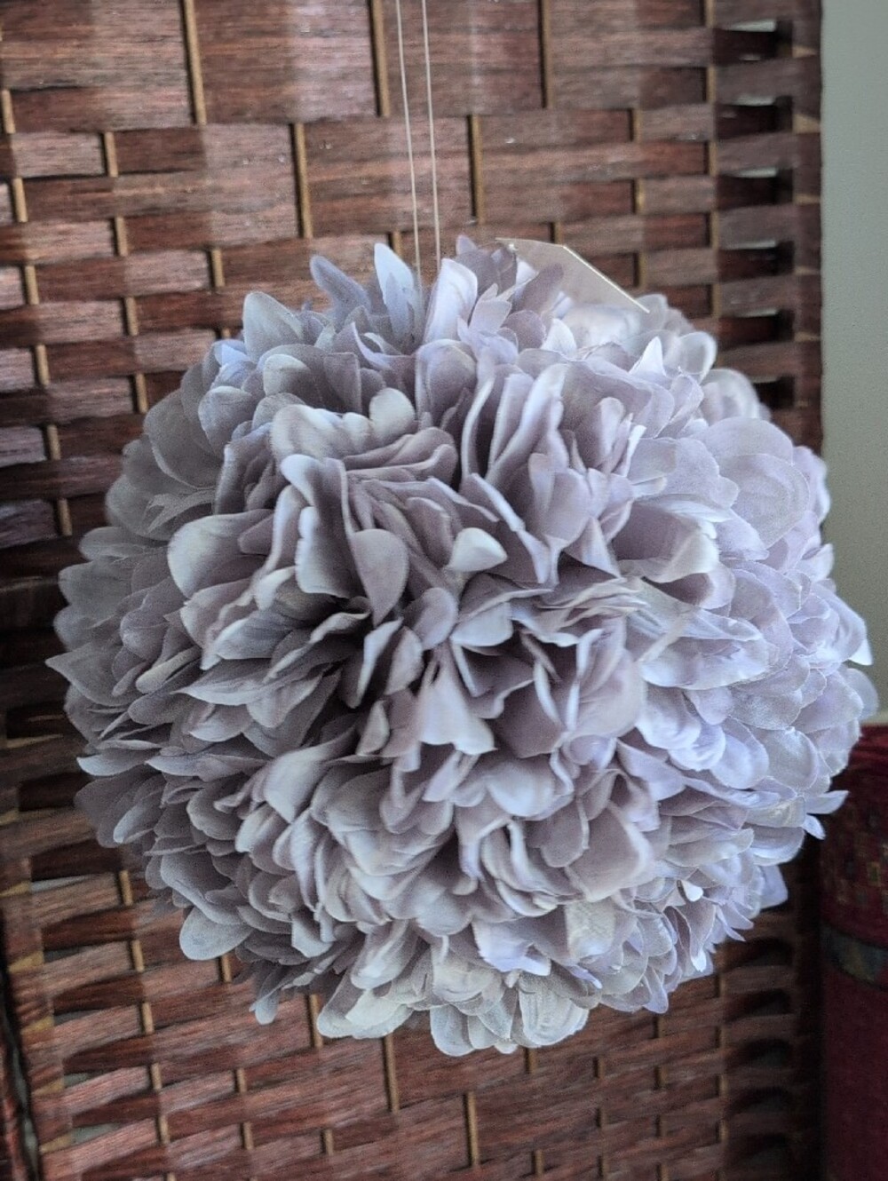NWT Decorative Purple Gray Floral Pom Pom Hanging Accent - Picture 3 of 7